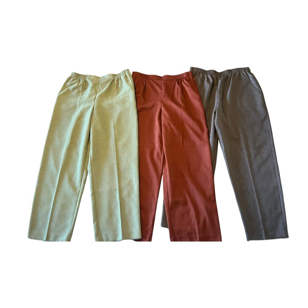 Alfred Dunner Size 14 Womens Multicolor Pull-On Chino Slacks Pants 3 Pair Bundle